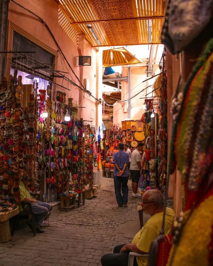 Discover the colorful bazaars of Marrakech with traditional Moroccan crafts and decor.